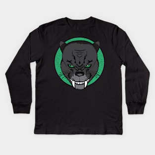Black Hungry Cat Kids Long Sleeve T-Shirt